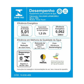 Purificador de Água Viváx Touch com Compressor Branco BIVOLT